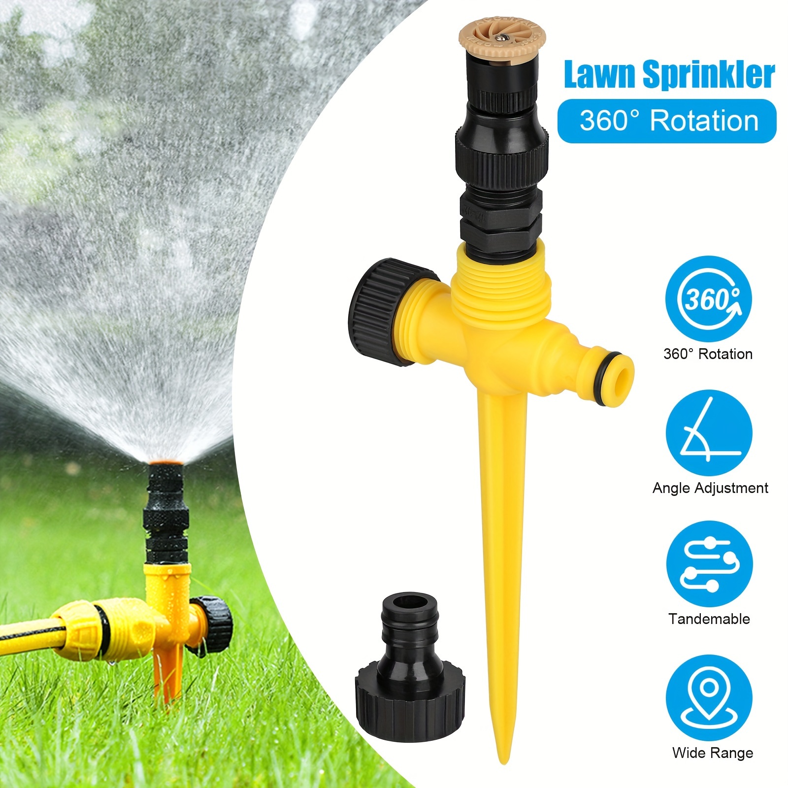 

Garden Lawn Sprinkler, 360 Degree Rotating Auto Irrigation System, Large Area Covered Lawn, Courtyard, Garden, Outdoor