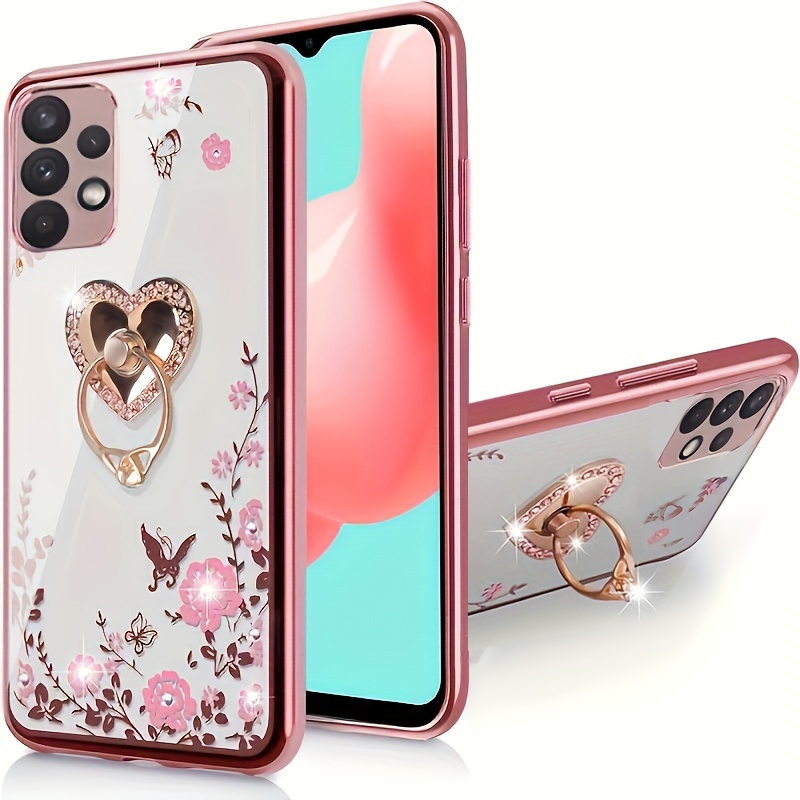 Funda para iPhone Xs Max para niñas y mujeres, con purpurina con bonito  anillo femenino con soporte de diamantes de imitación, color rosa, a prueba  de