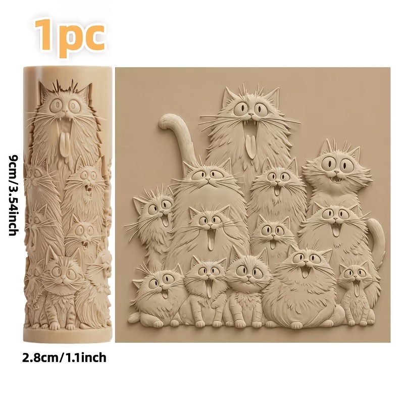 TEMU 1pc Family Portrait Texture Embossing Polymer Clay Texture Roller - Family Portrait Texture Embossing Tool, Suitable For Festival, Independence