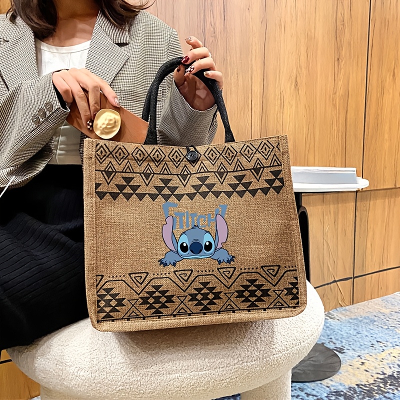 

1pc Disney Stitch Handbag, Cartoon Print Fashion Shoulder Bag - Multifunctional Large Capacity Tote Bag, Suitable For Daily Commuting, Shopping And Accessories