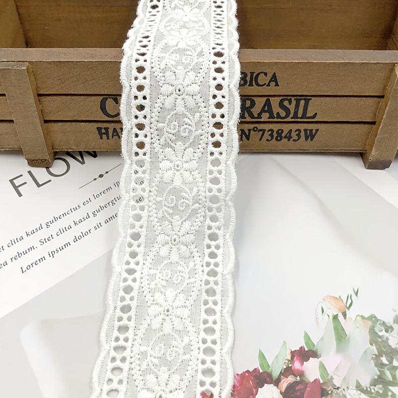 TEMU 1 yard de dentelle brodée, tissu d'ameublement, accessoires de vêtements DIY, ceinture de 4,5 cm, accessoires, tissu d'ameublement