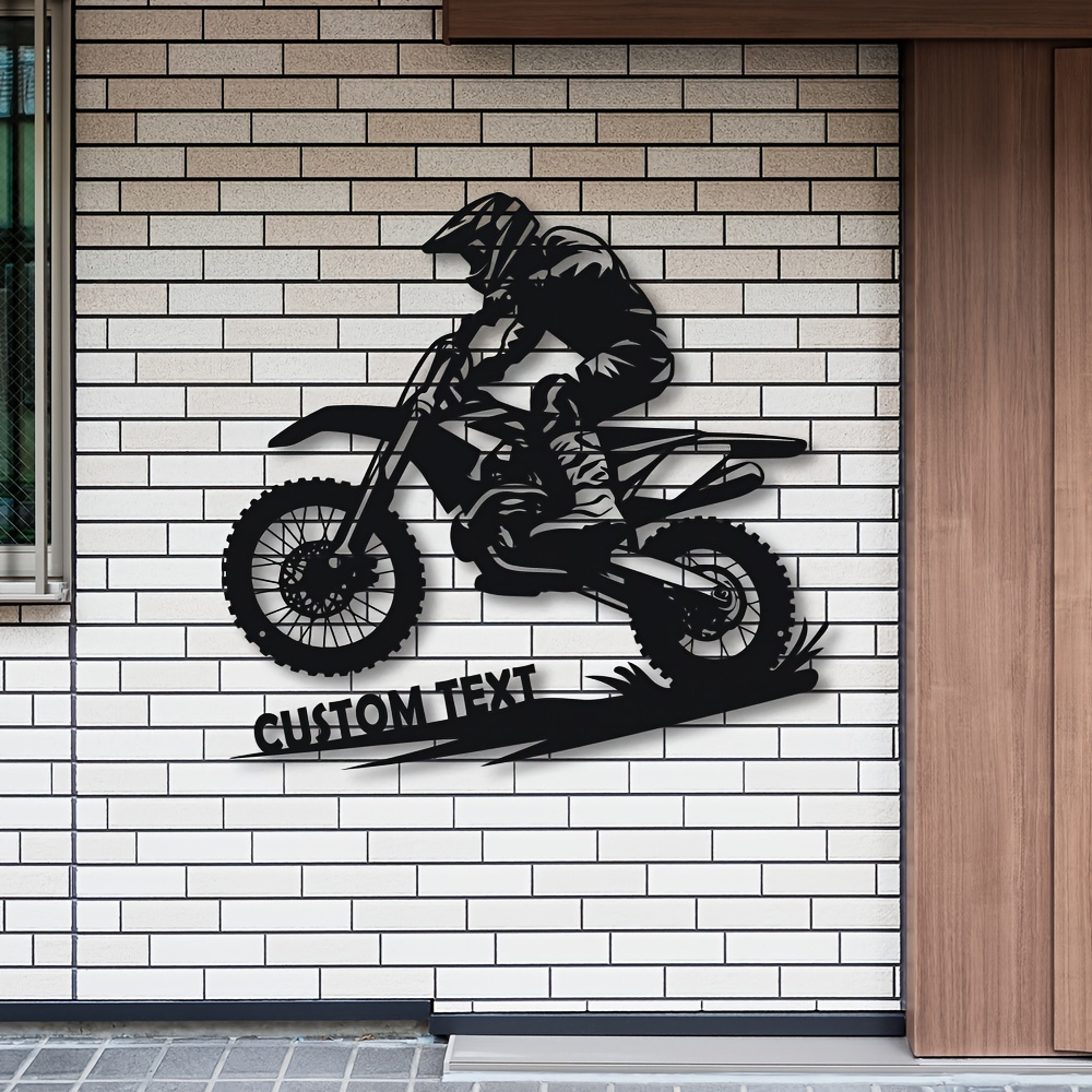 TEMU Art mural en métal personnalisable pour motard, décoration de moto personnalisée, statue murale, art mural en métal pour motard tout-terrain,