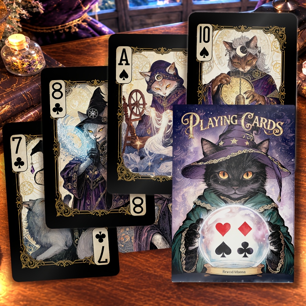 Magic Cat Playing Cards, Unique Cards with Witch Cat Art