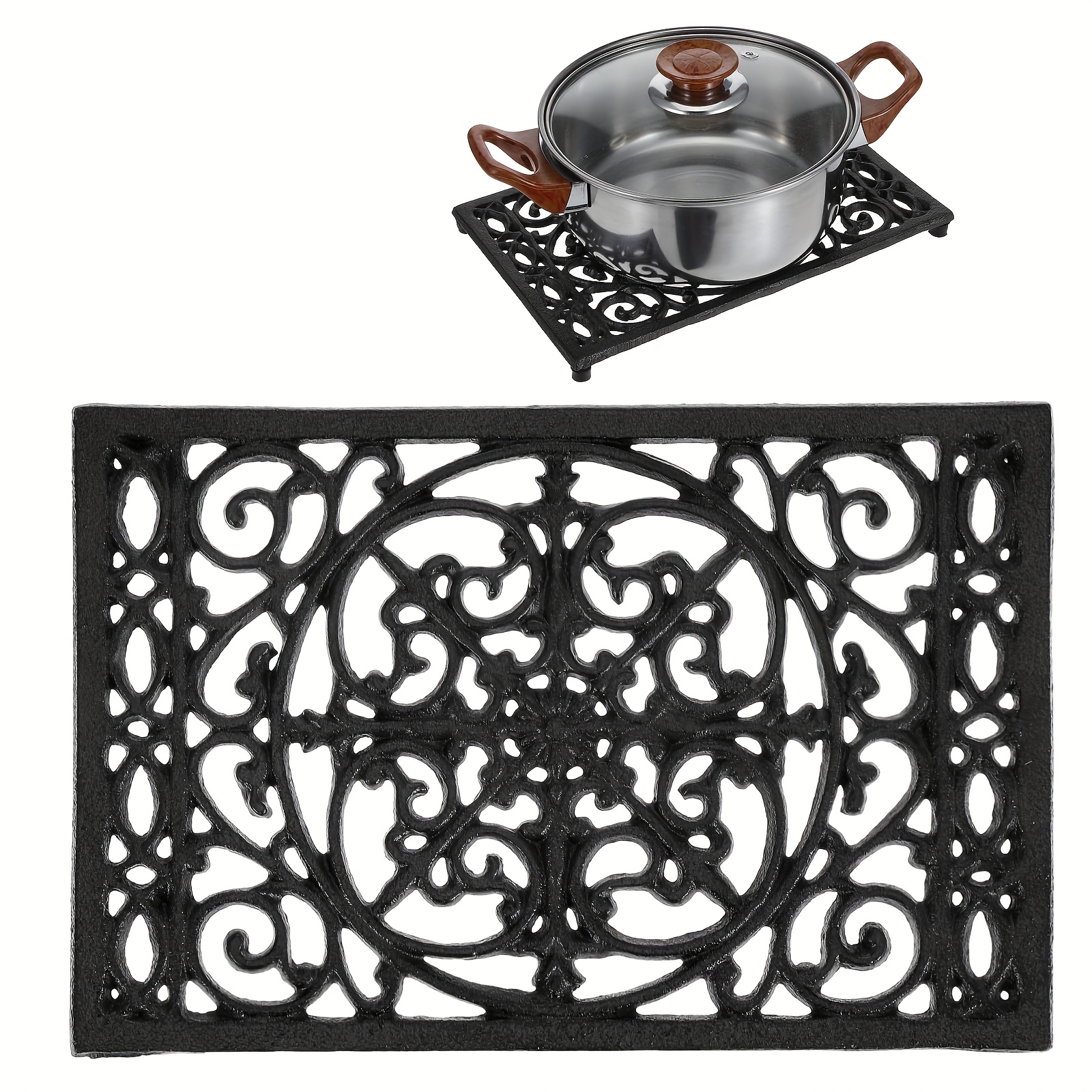 Dessous De Plat Ancien En Fonte Naturelle - Gris, Ustensile Cuisine Vintage