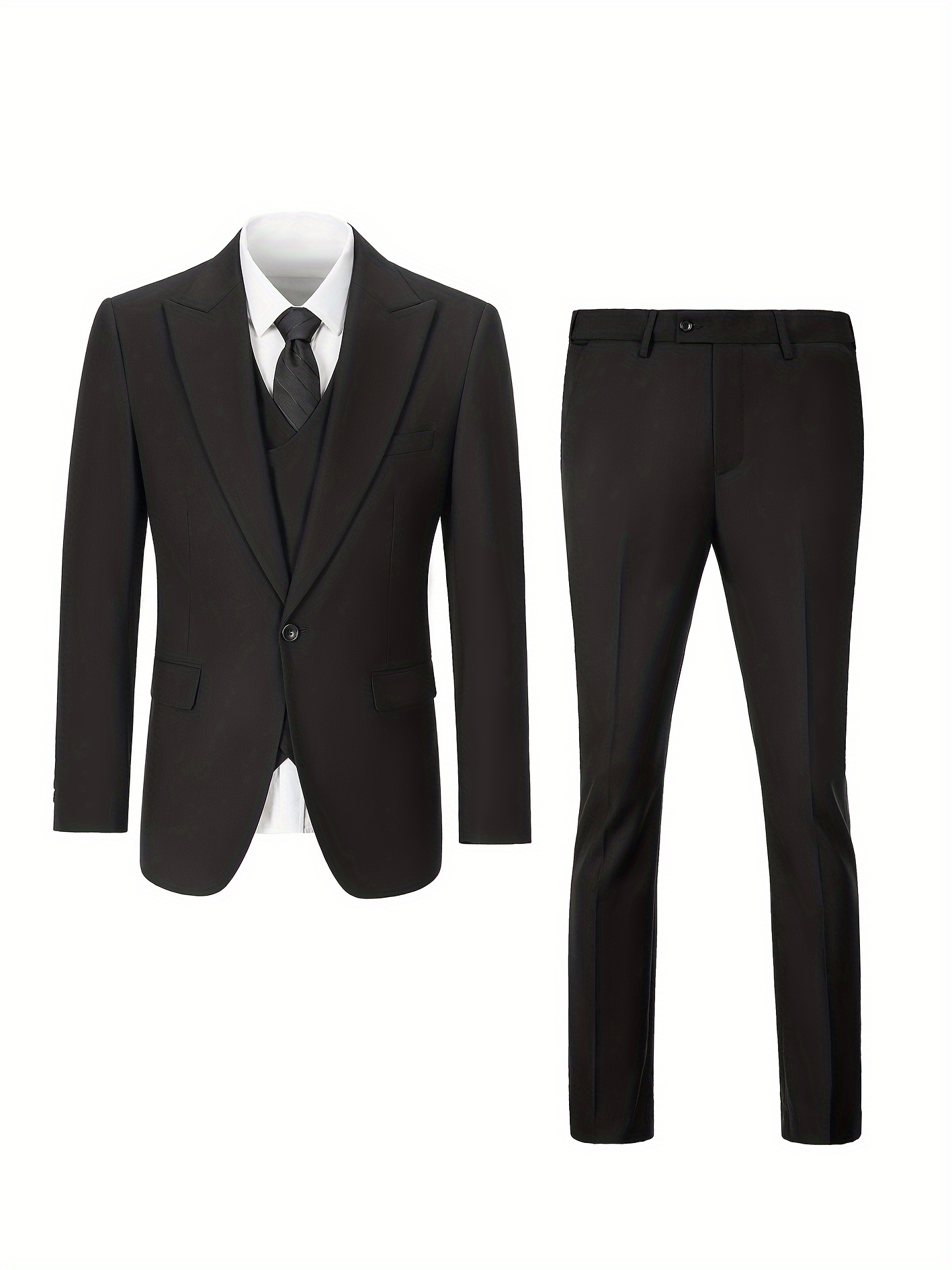 Men's 3pcs suit set Blazer vest pants combo One Button Peak Lapels Slim fit suits Modern tailored suit sets Festive Suit Set for Men Business Suits for Social Events Wedding-Ready Men's Suits for Evening Parties Size XS-XXXL
