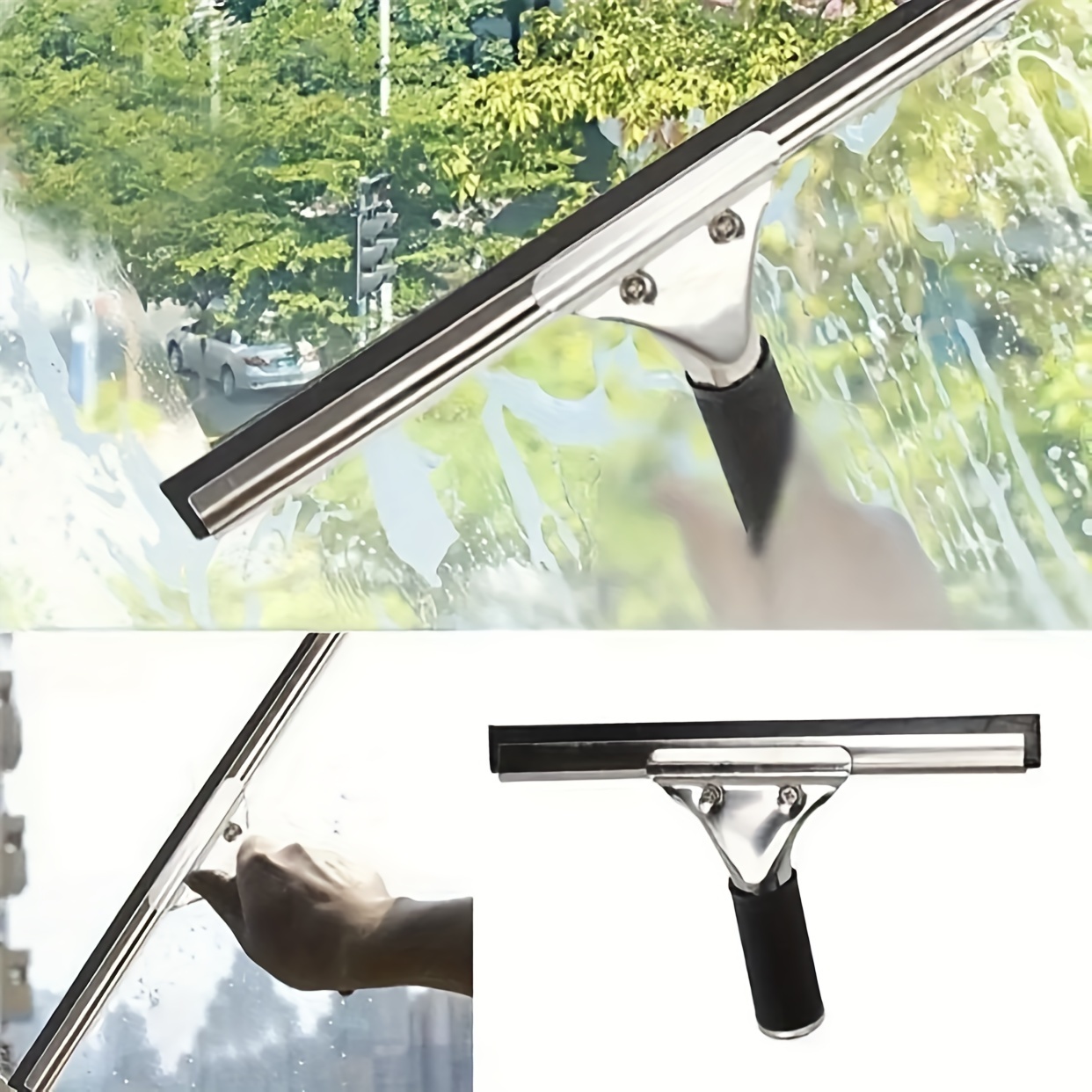 

1pc Stainless Steel Window Squeegee With Blade For Professional Interior Detailing And Glass Surface Cleaning, Easy Glide For Windows And Shower Doors – 25cm/35cm/45cm Sizes Available