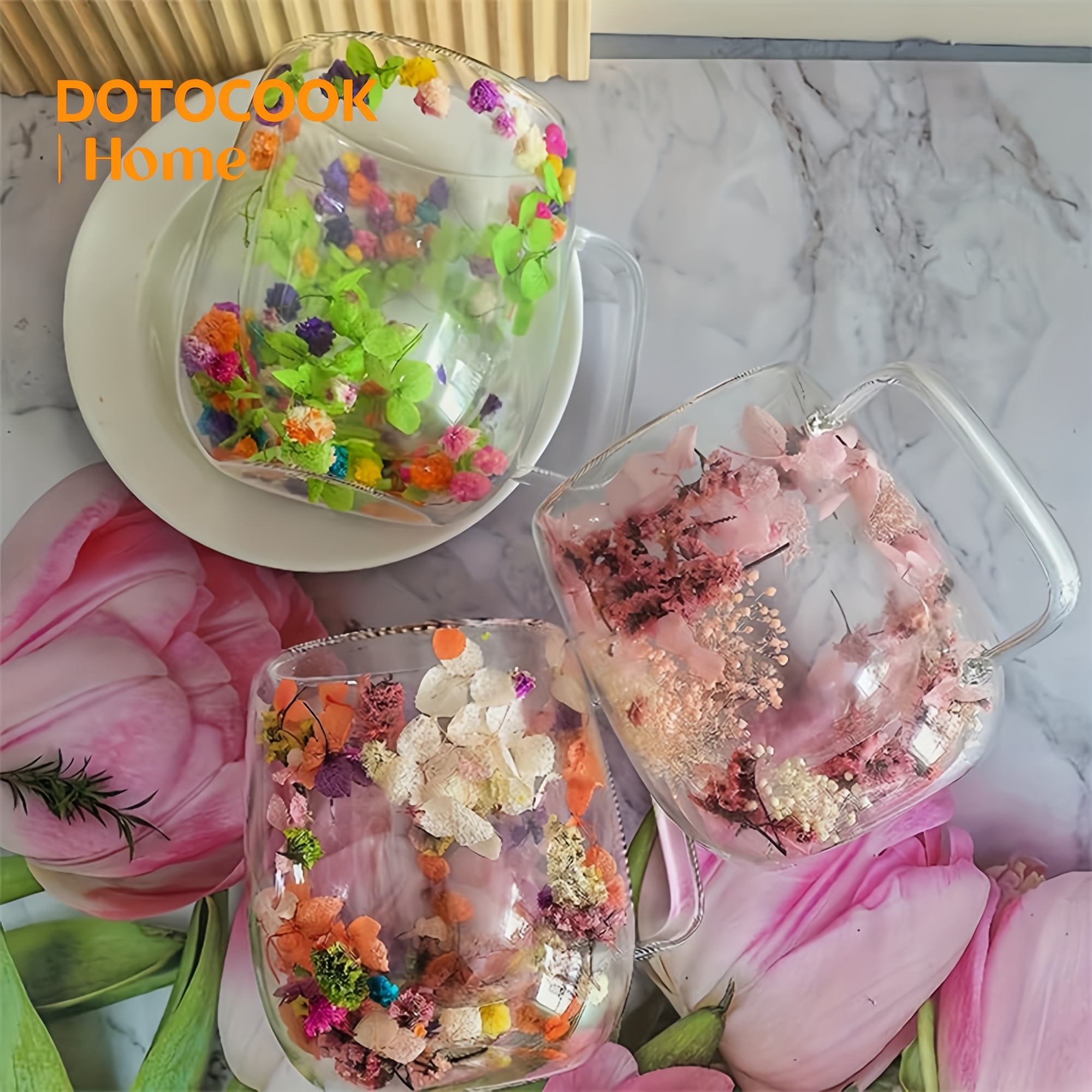 2pcs Double Glass Flower Cup