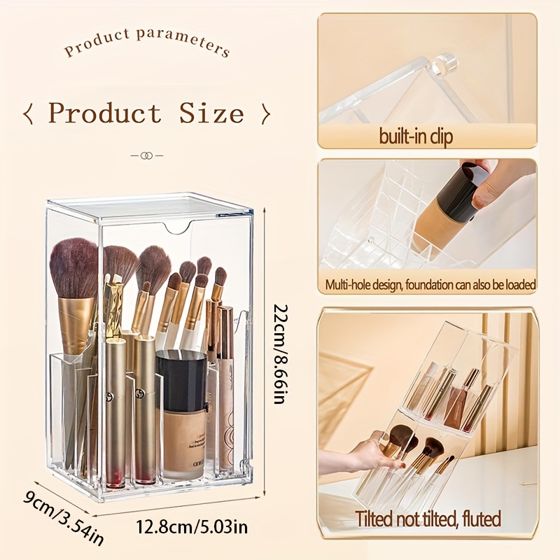 makeup brush organizer versatile cosmetic storage container with sections no drill tabletop organizer   Product details 3