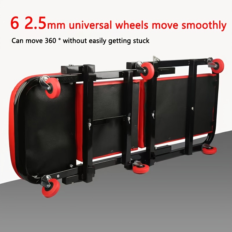 36 Inch 2-In-1 Z Crawling Seat a Garage Chair That Can Hold Around 500 Pounds, Features an Adjustable Rolling Folding Design for Car Repairs, And Comes with 6 Heavy-Duty Swivel Casters Measuring 2.5 Inches Each 8 36 Inch 2-In-1 Z Crawling Seat a Garage Chair That Can Hold Around 500 Pounds, Features an Adjustable Rolling Folding Design for Car Repairs, And Comes with 6 Heavy-Duty Swivel Casters Measuring 2.5 Inches Each - Image 8