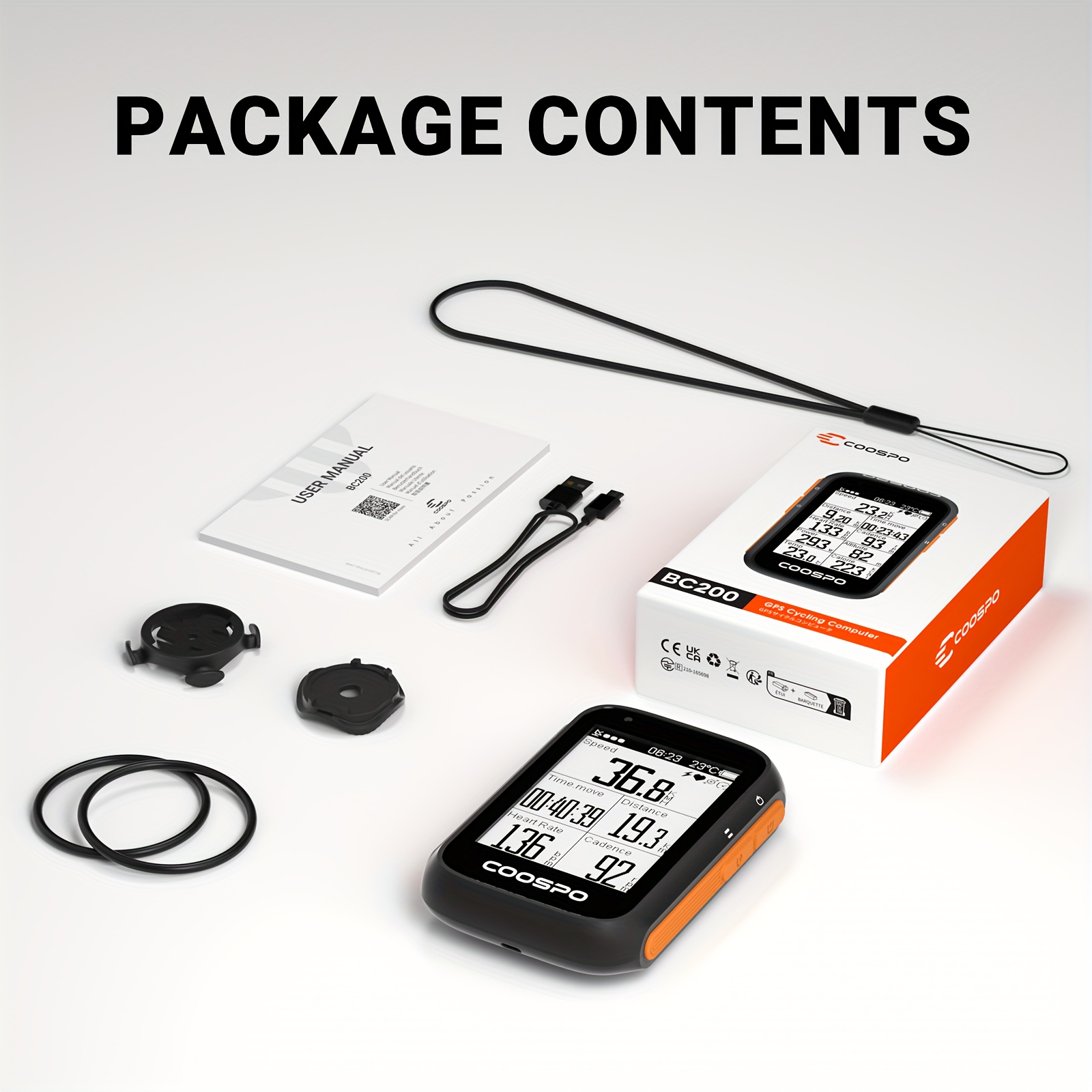 Ordinateur de vélo numérique sans fil BSC300 avec GPS, compteur de vitesse, navigation d'itinéraire Ant+, chronomètre et odomètre pour le cyclisme