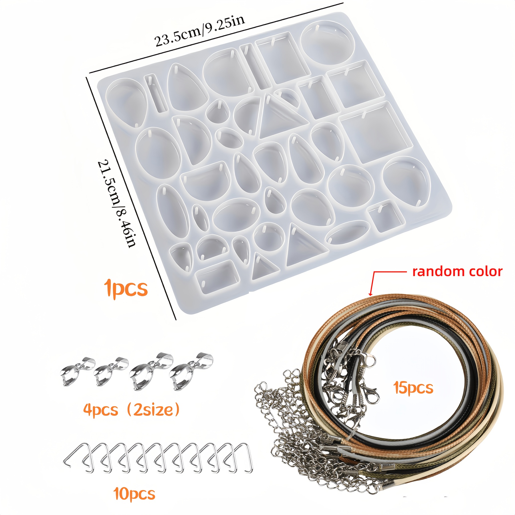 TEMU Kit per di ciondoli di gioielli, 30 pezzi/set, stampi, cordini e clip, stampi in silicone per collane, stampi per di resina per gioielli per