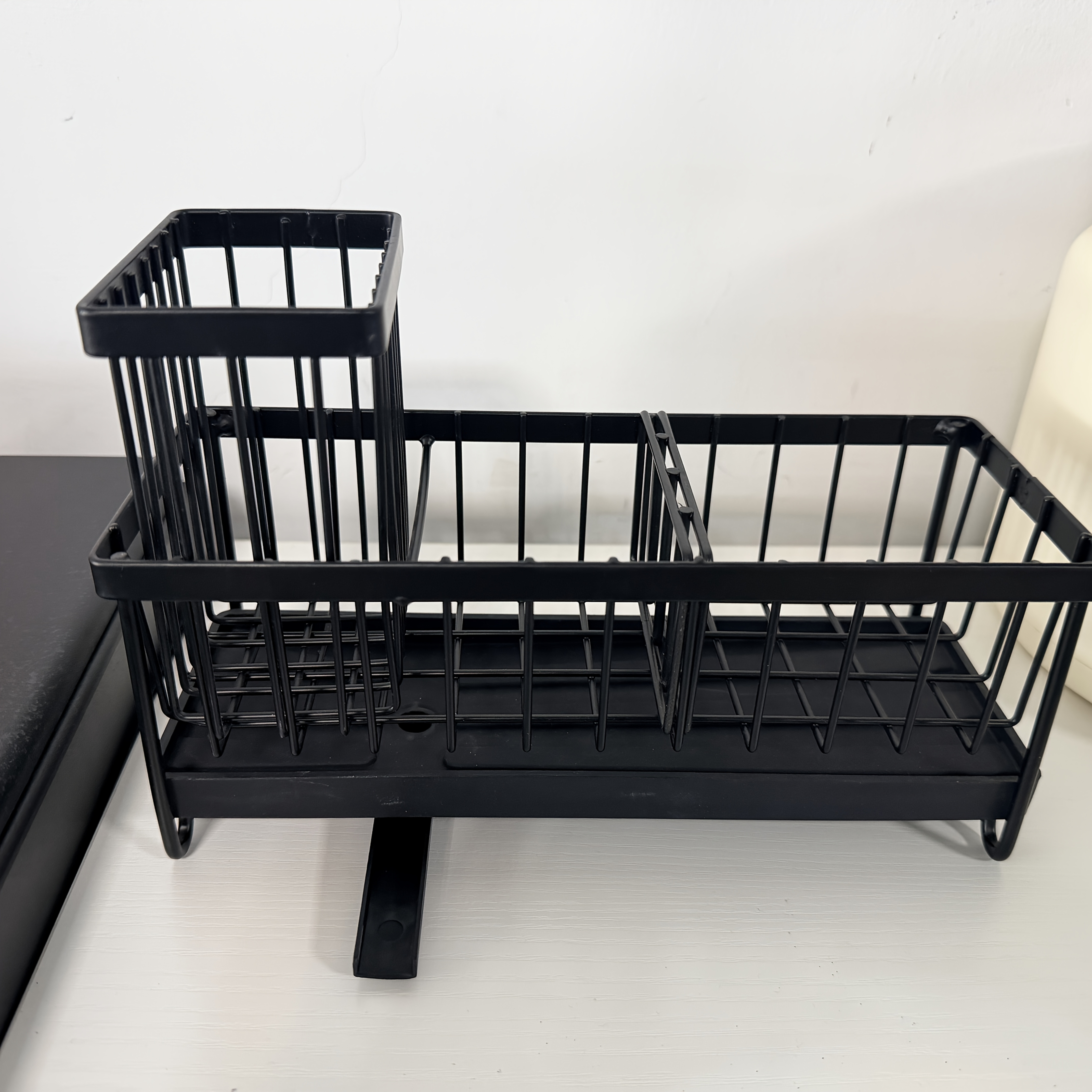 TEMU Divided Sink Drying Rack With Overflow Tray And Rust-proof Kitchen Cleaning Tool Storage Basket, Bathroom Trays