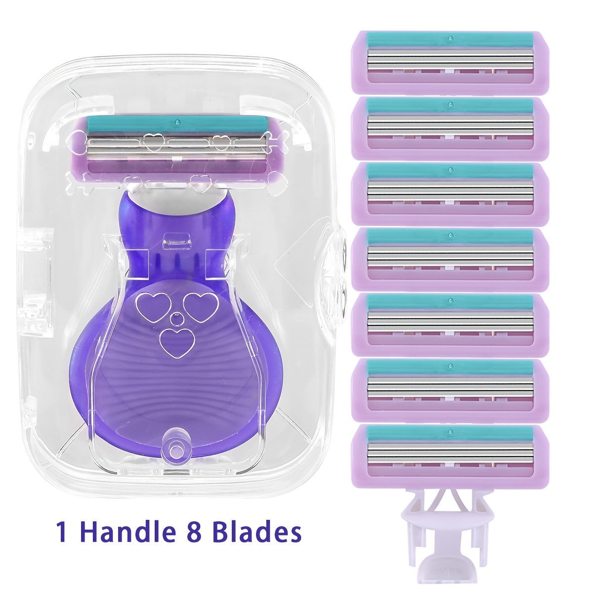 Image of 1 Mini Handle 8 Blade Refills Women Razor Portable Travel Razor For Female Stainless Manual Bikini Razor For Body Hair