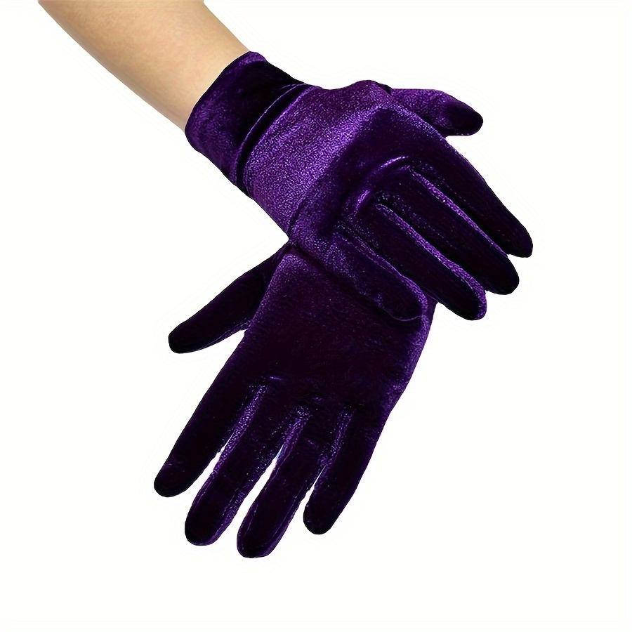 

Women's Solid Color Velvet Gloves, Soft And Stretchy Warm Gloves, Elegant Design, Coldproof Split Finger Gloves For Outdoor Activities