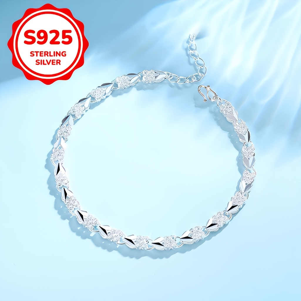 925 Silver Bohemian Bracelet Leaf Design Toggle Clasp