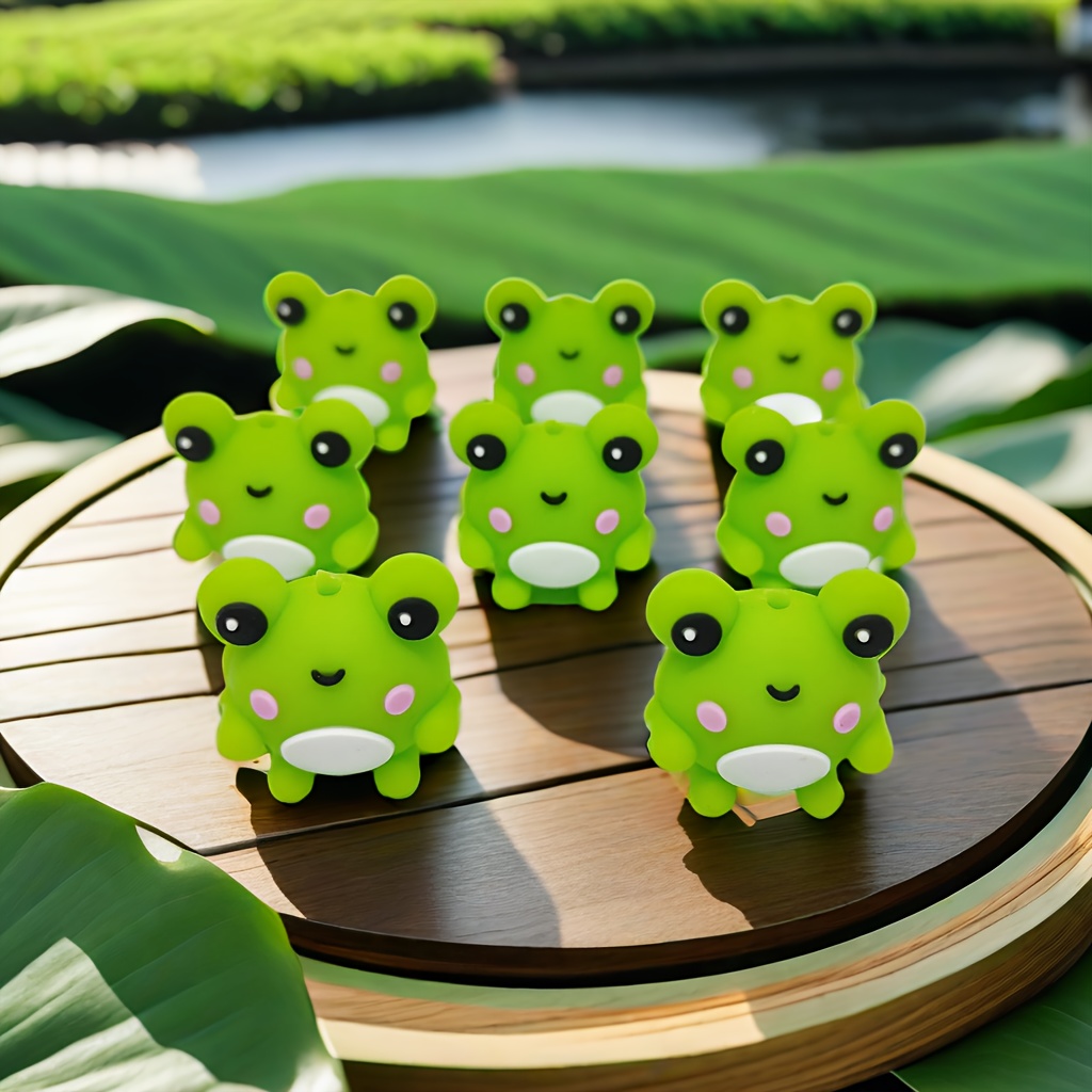 

5pcs Cute 3d Frog Silicone Beads For Diy Jewelry Making - Creative Craft Supplies For Bracelets, Keychains & Pen Decorations