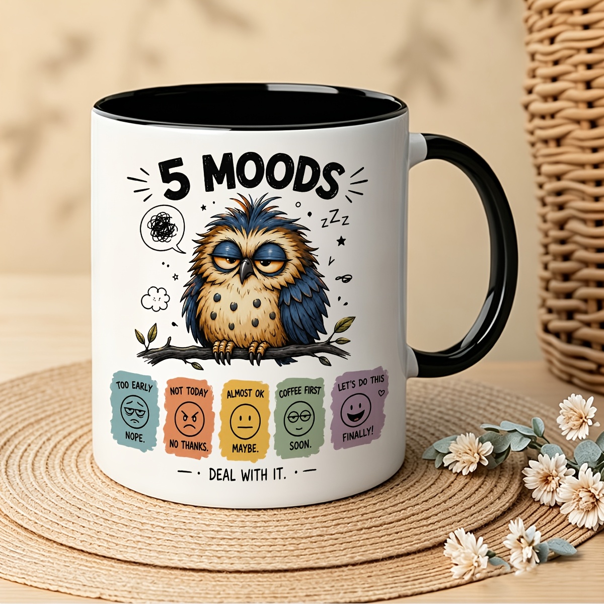 owl coffee mug sold on Temu United States