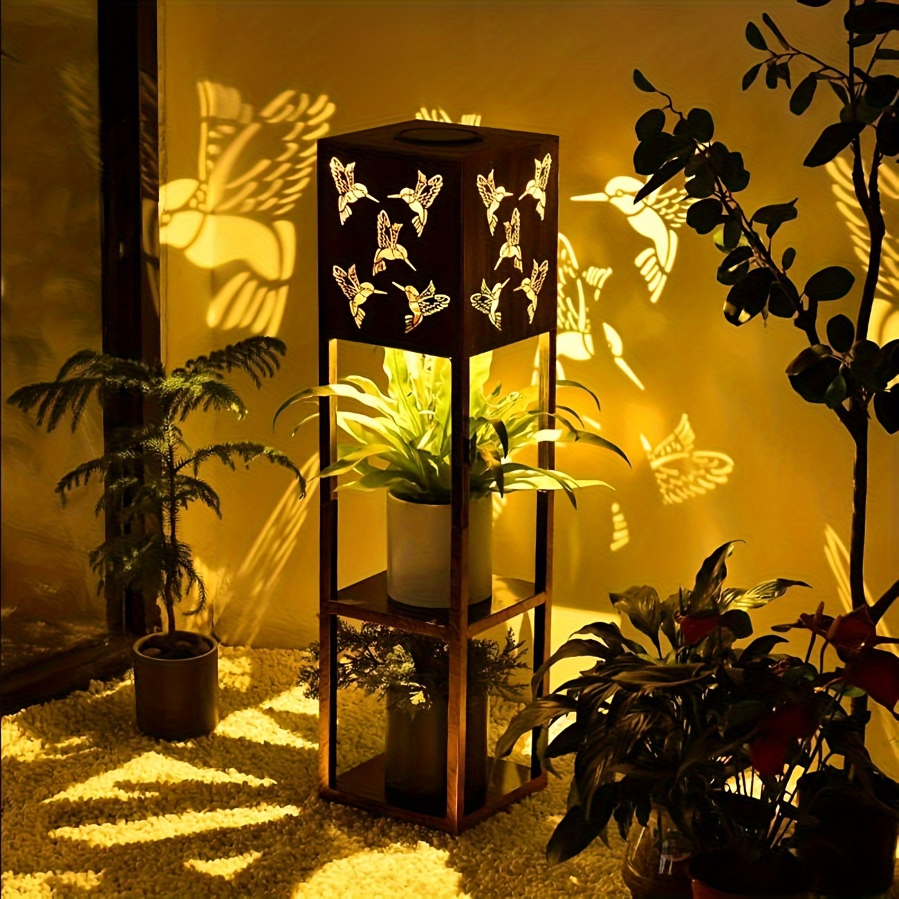 TEMU Solar Lantern Outdoor, Large Garden Light Solar Powered With 2 Tier Trellis Led Outdoor Solar Path Lights, High Quality Metal, Outdoor Porch