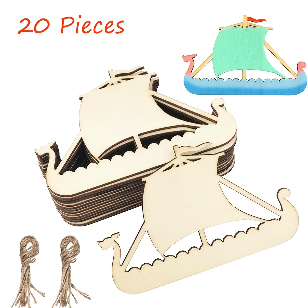 

20pcs Diy Wooden Cutouts | 3.9" Craft Ornaments With Ropes Included | Ideal For Home & Party Decor, Gift Tags, Scrapbooking & More