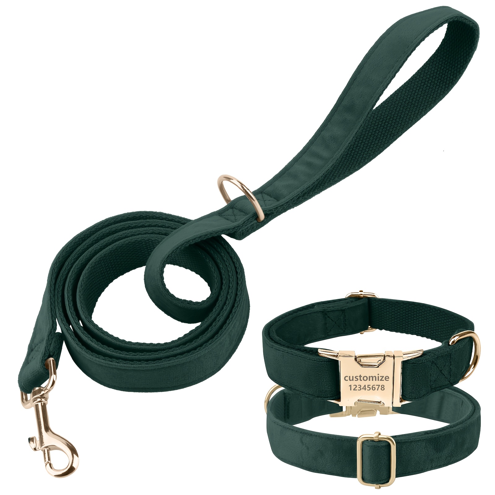 TEMU 2pcss Custom Adjustable Collar Leash 2pcs Set, Alloy , Dog Birthday Gift New Year Gift Wedding Gift Christmas Gift, Free Laser Engraving Pet Dog