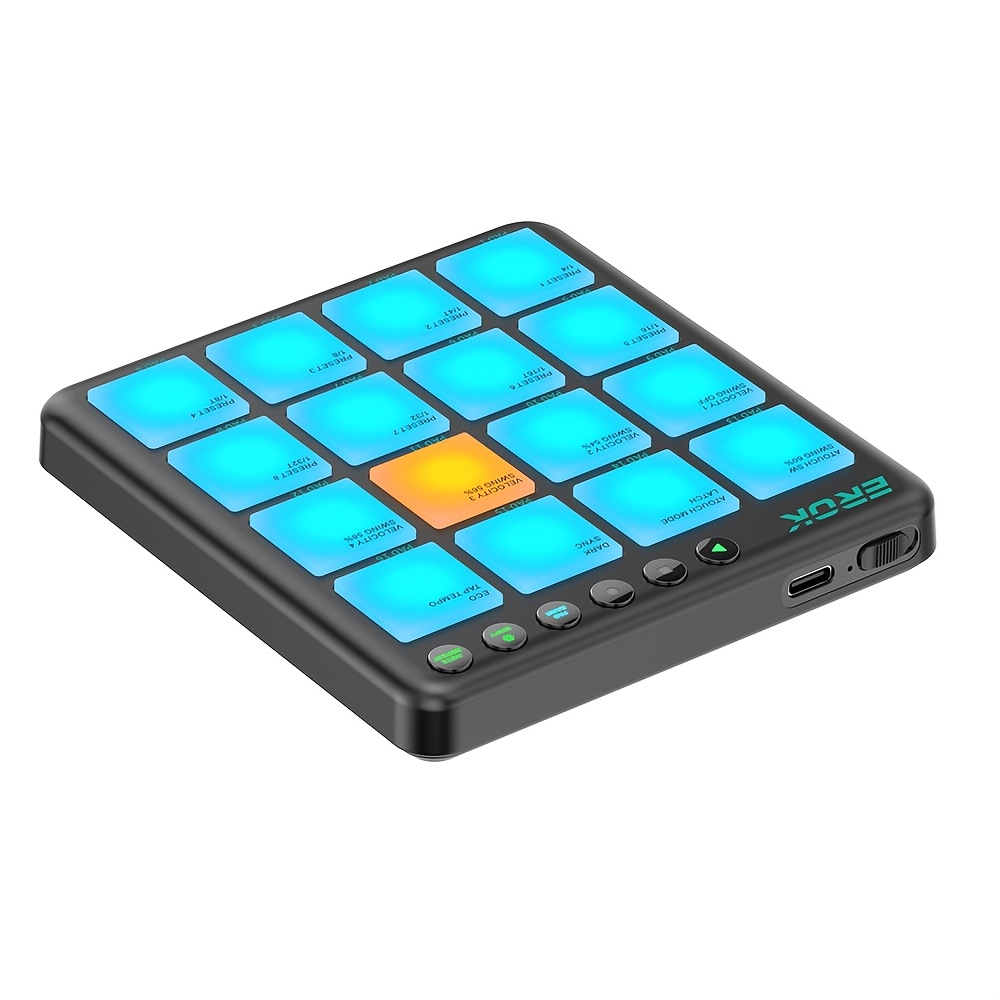 EROK P-16 RGB MIDI Drum Pad, Wireless Bluetooth MIDI Controller