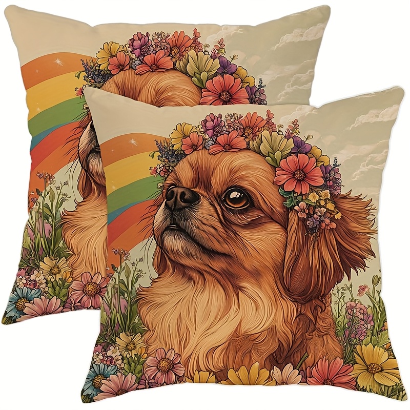 dog floral pillow covers contemporary style decorative Temu