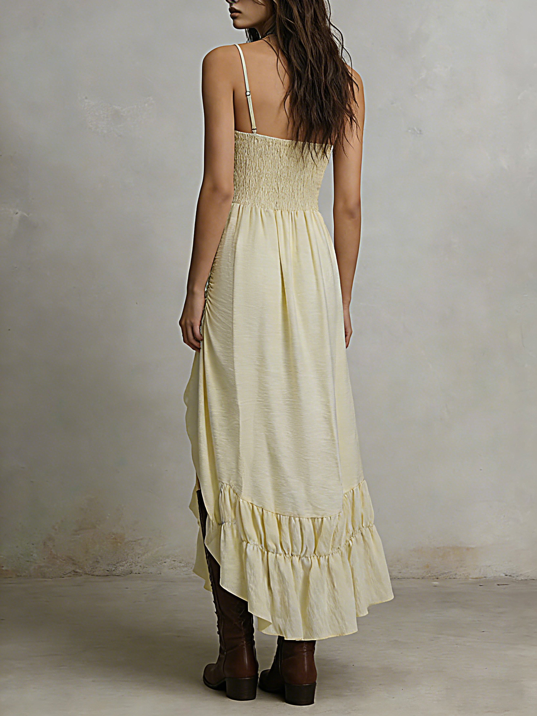 ladies vintage elegant front slit camisole dress - Temu Oman