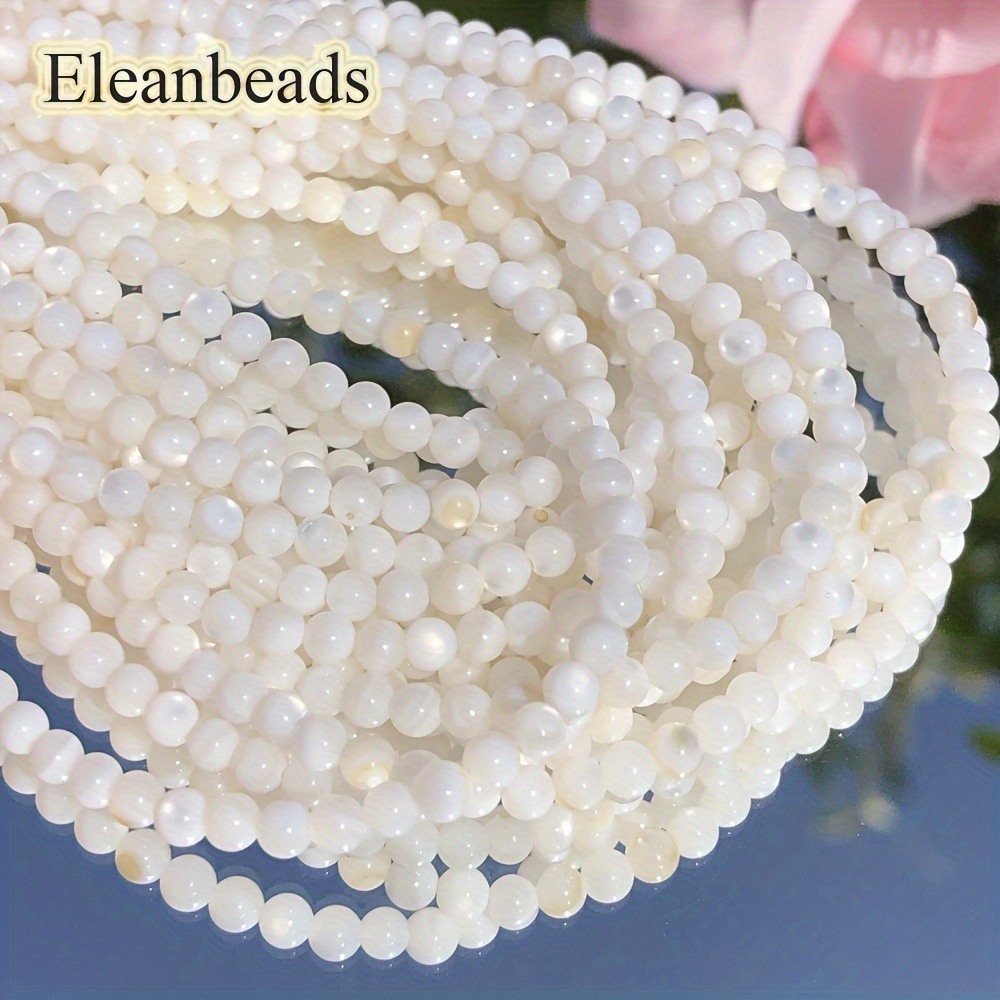 

Eleanbeads 120pcs Natural Freshwater White Shell Beads, 3mm Mini Round Spacer Beads For Diy Bracelets, Necklaces & Earrings Jewelry Making Supplies