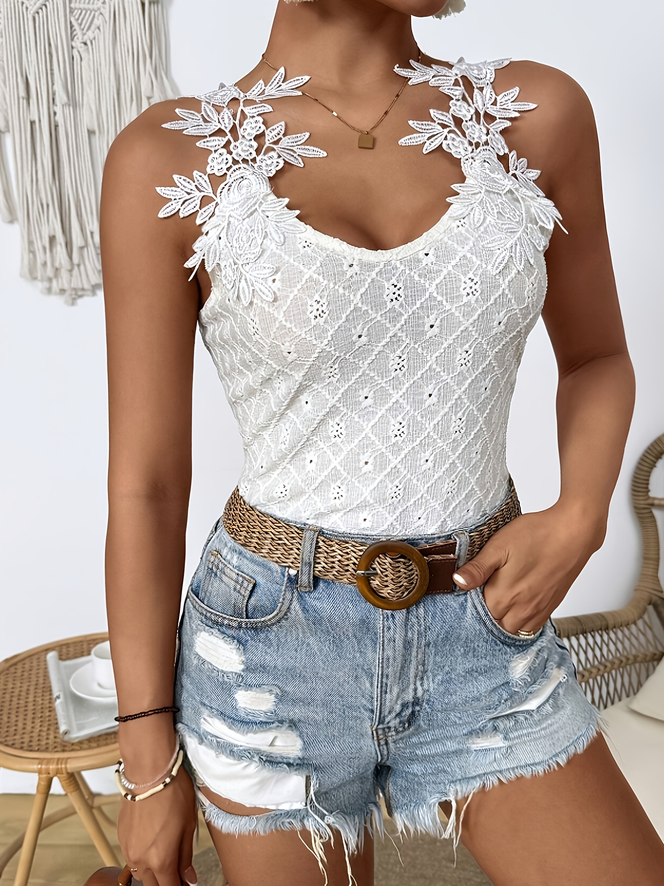 blusa sin cuello flores bordadas mujer blusa Temu Spain