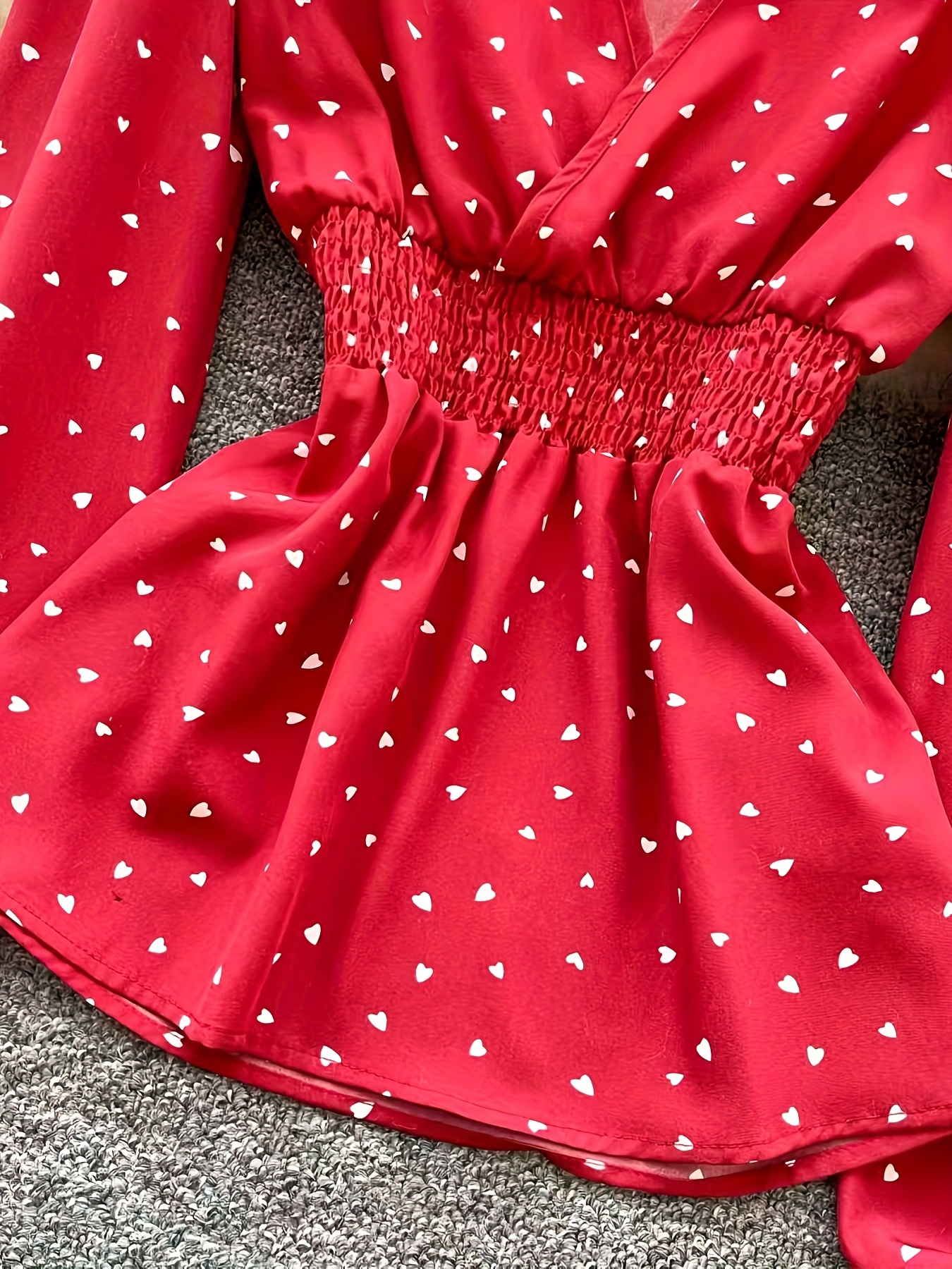knee length dresses for ladies Red Blouse with Embroidered Details