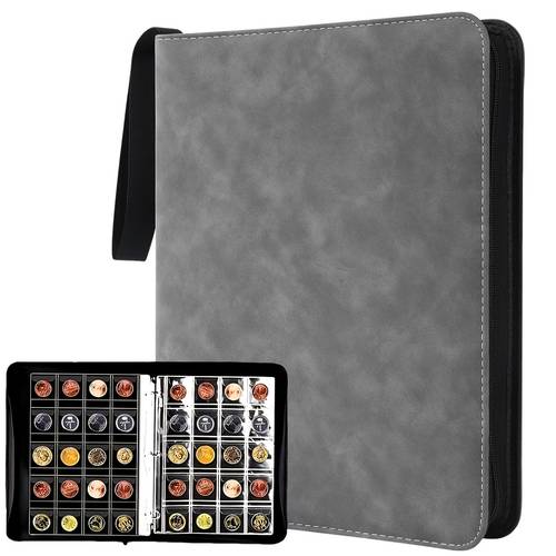 premium faux leather supplies album 200 pocket coin organizer box ideal for collectors