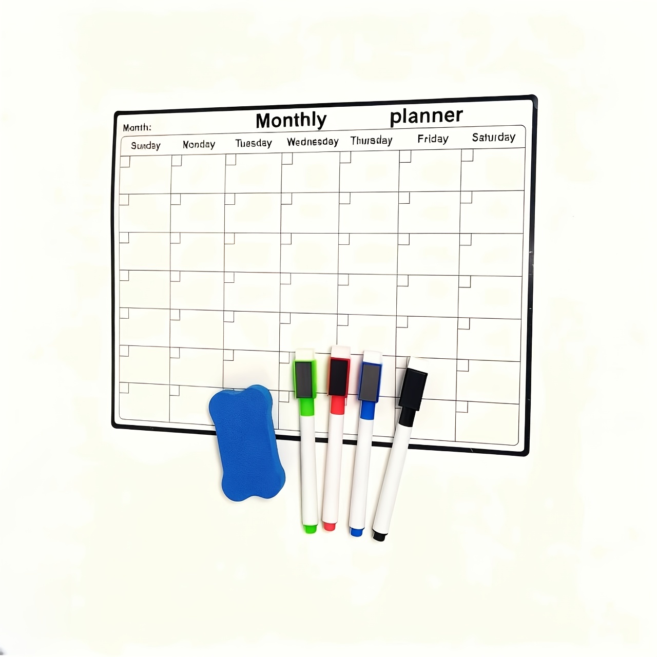 E-shop 1 Horizontale Mond-Planer Tafel + 4 Whiteboard-Marker + Whiteboard - 6-teiliges Fitness-Planer-Set, Whiteboard-Set, 10,98x8,27 Zoll