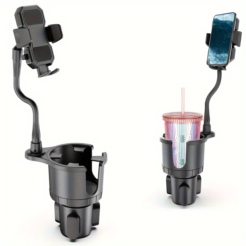 

2-in-1 Car Cup Holder & Mobile Phone Mount - Universal Adjustable Expansion Bracket - , Space-saving Design For Multi-device Users