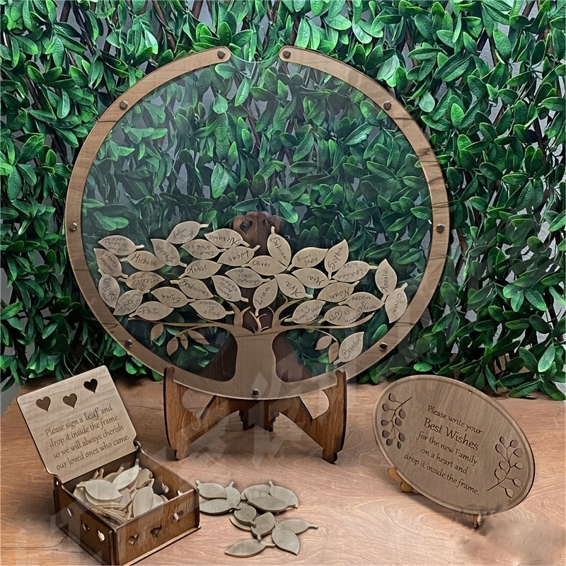 

Of Guestbook Set, Round Wooden , Engraved Display, Box Of , For , Bridal , , , For Christmas, Halloween, Easter, Hanukkah, , , No Needed