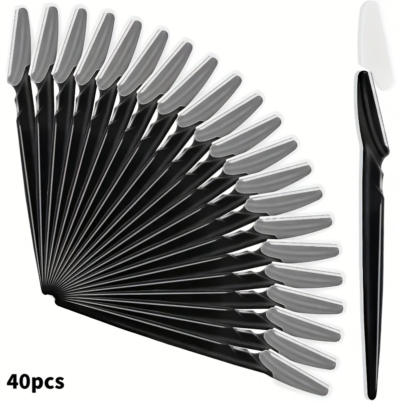 TEMU 40pcs Unisex Eyebrow Facial Razor Set - Multifunctional Exfoliating And Skin-softening Facial Hair Removal Tool With Safety Cover (stainless