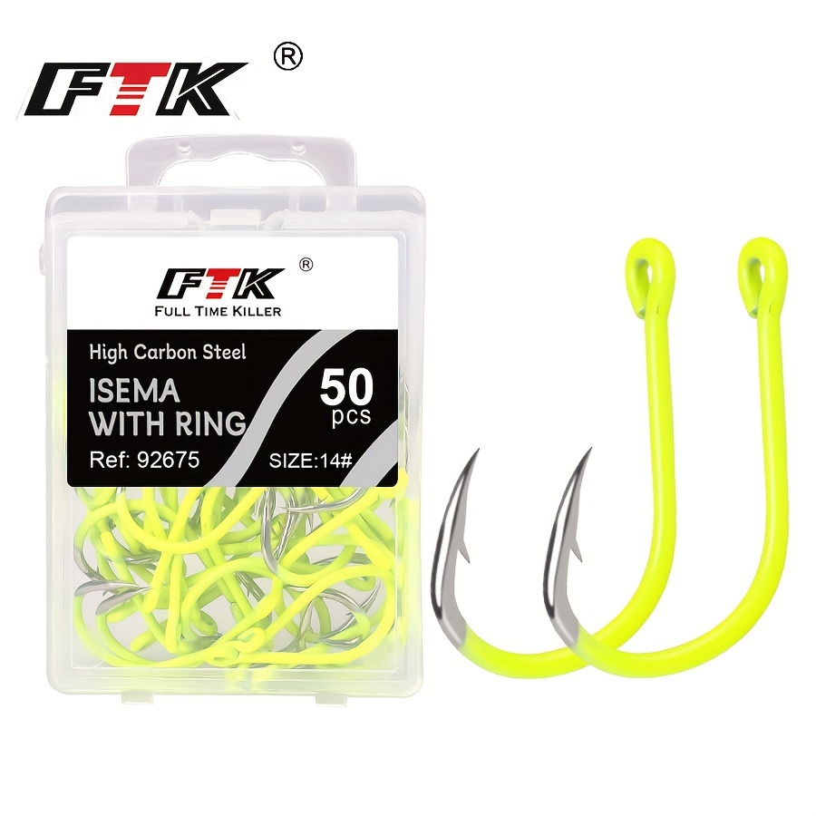 

Ftk 50pcs/1box Isni Barbed Hooks, Stainless Steel Hooks, Assorted Sizes, Suitable For Trout, Carp, Bass And All Types Of Water