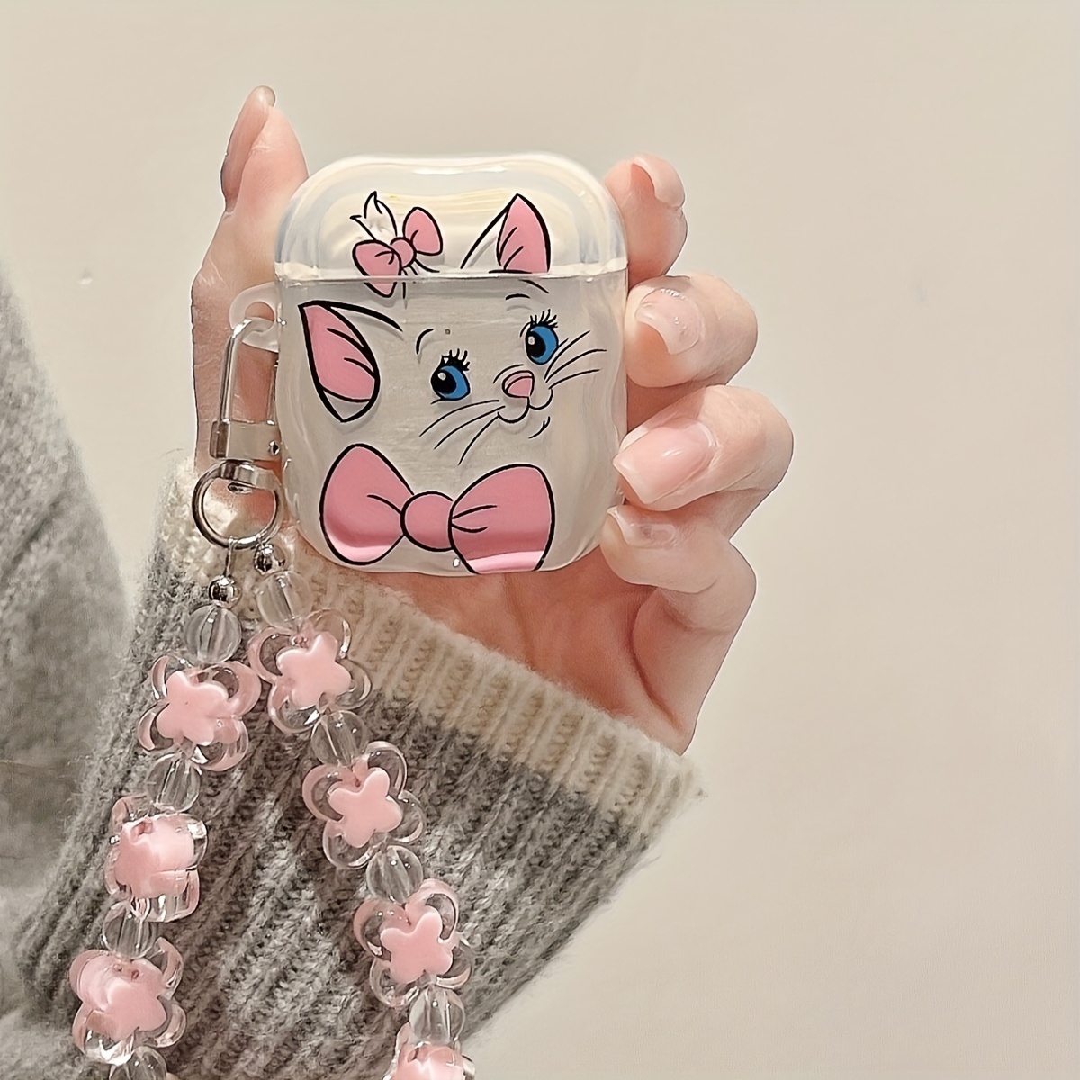 

Cute Cartoon Pattern Shockproof Transparent Earphone Protective Case With Wavy Edge Cute Bracelet Suitable For Airpods Earphone Case