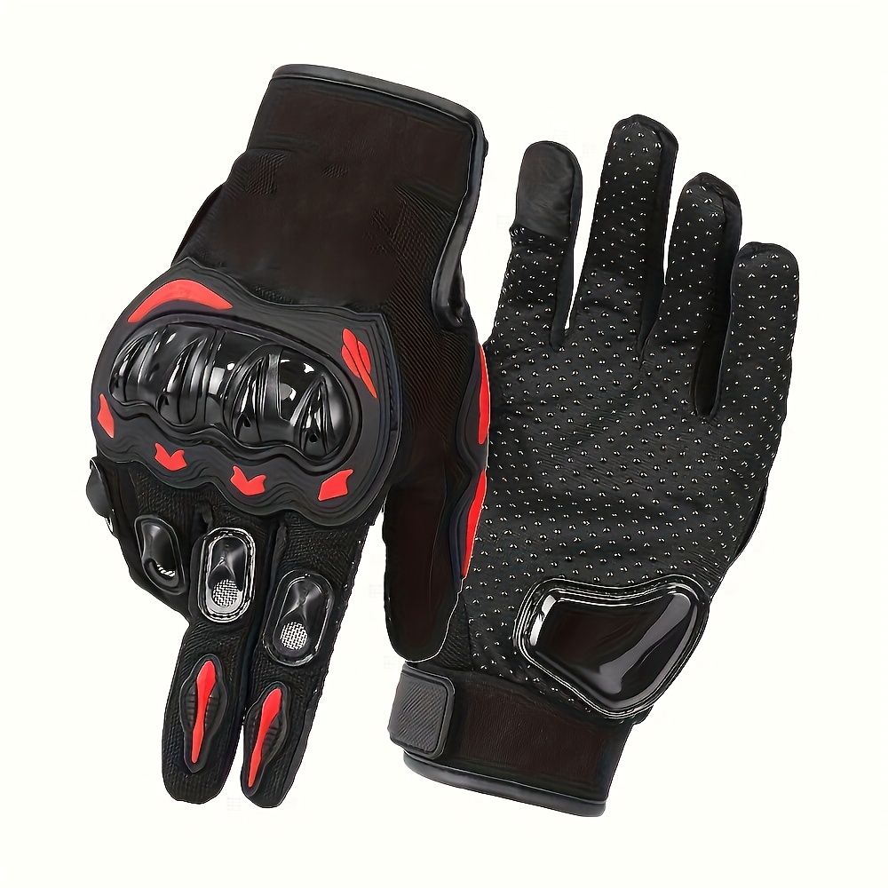 

1 Pair Foricom Motorcycle Gloves, Touchscreen-compatible, Hard Knuckle Protection, Full Finger, Anti-slip, Fit, Pvc Knit Fabric, For Outdoor Sports And Cycling