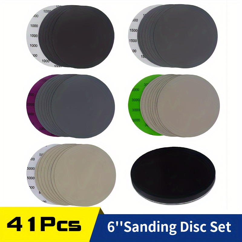 

40pcs 6inch Wet & Loop Sanding Disc 1000-5000 Grit Sandpaper 150mm With Interface Pad For Sander Grinder Sanding Polishing