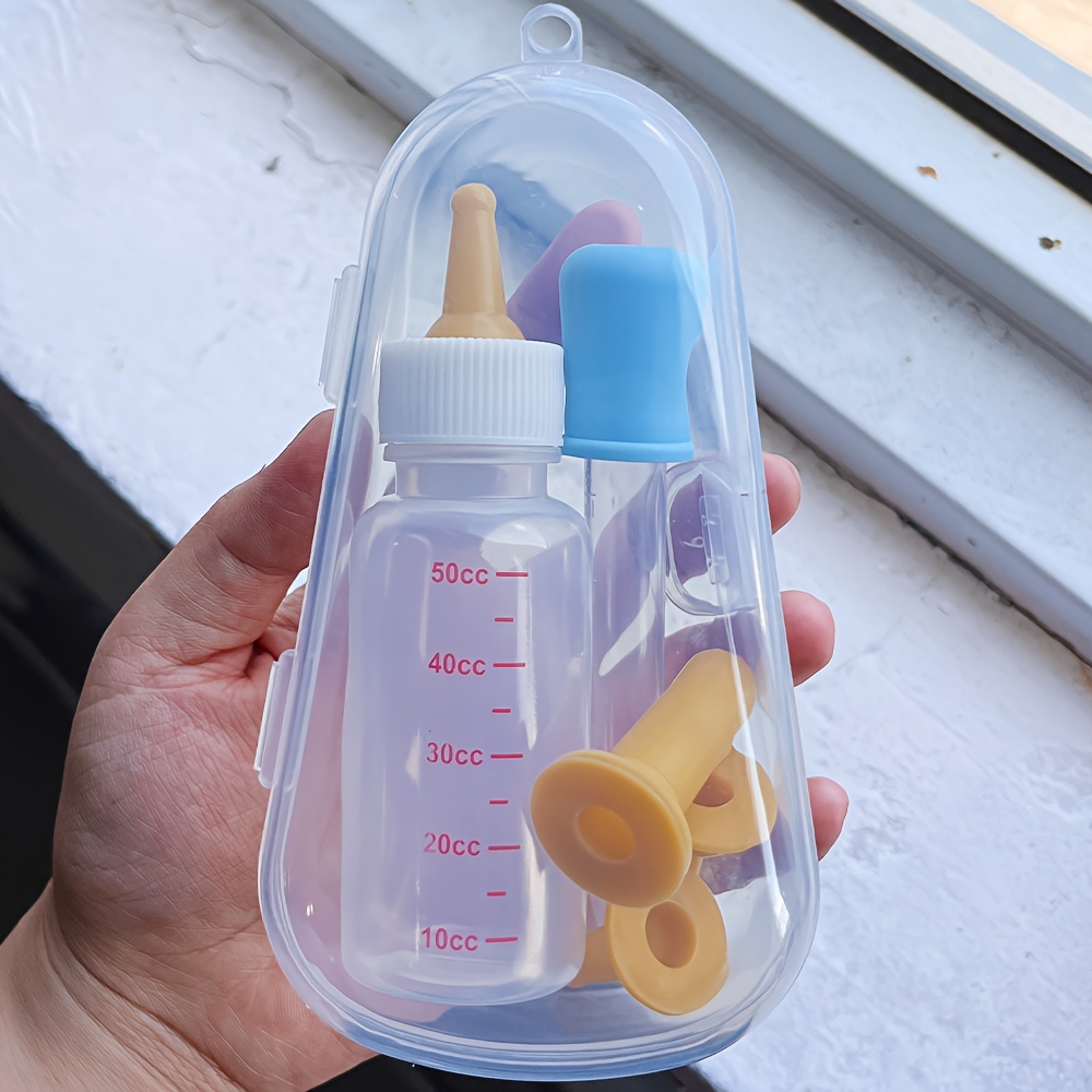 Newborn Kitten and Puppy Feeding Set - Soft Pet Feeding Bottle with Transparent Case, Clean and Portable