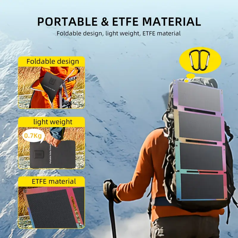 33 solar power generation panel photovoltaic panel, with usb-aqc3.0 and usb-cpd18w , is used for power supply of mobile phone power banks and folded for camping, hiking and fishing solar power generation, solar panel with battery, solar power bank portable charger, car battery solar charger, solar blankets for charging, solar generator, camping solar charger, hiking power supply, portable , , Product details 1