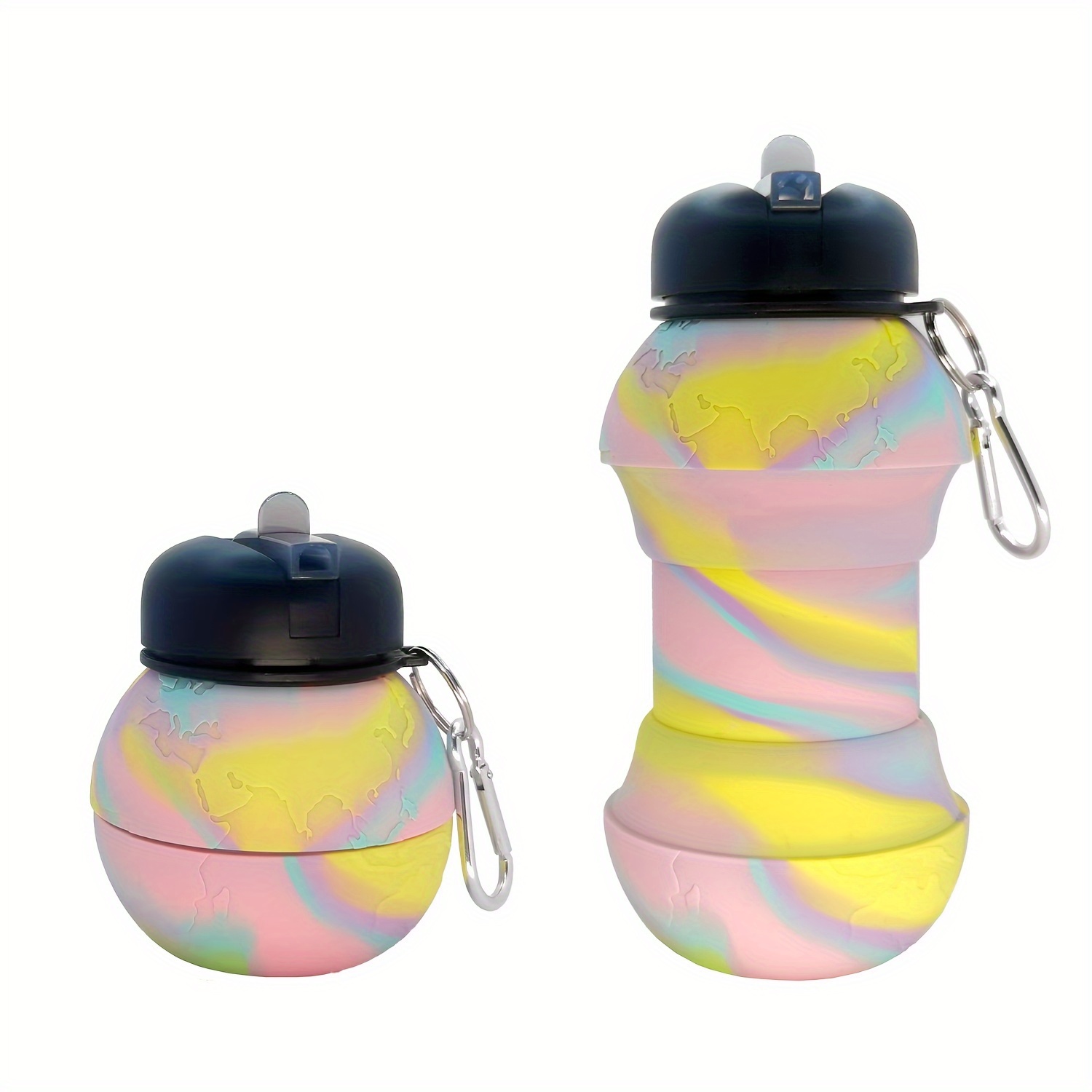 1pc 550ml/18.6-ounce Foldable Water Bottle - Portable With Hook Water Bottle - Leak-proof Water Bottle