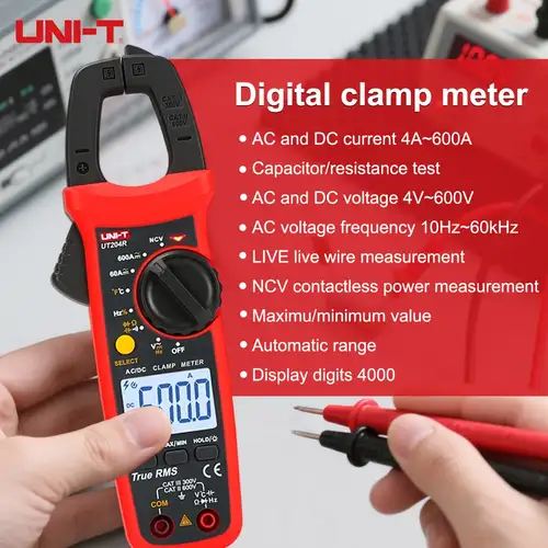 HT208D Digital-Zangenmultimeter – NCV, AC/DC Bis 1000 V & 1000 A, Für Stromkreisprüfungen (ABS, 40 Mm Backe HT208D Digital-Zangenmultimeter – NCV, AC/DC Bis 1000 V & 1000 A, Für Stromkreisprüfungen (ABS, 40 Mm Backe