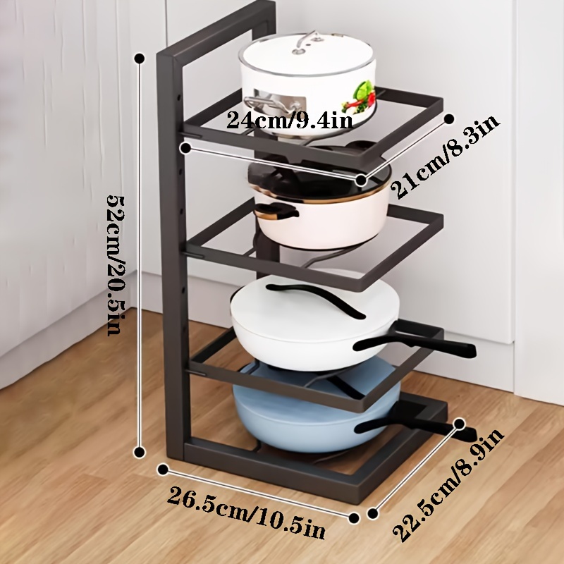 TEMU 1pc Height-adjustable Three-tier/four-tier Pot Rack, Space-saving Under-sink Kitchen Storage Rack, Multi-tier Household Cabinet Shelf, Home