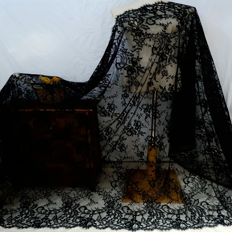 Image of 3 Meters Long 1.5 Meters Wide Eyelash Lace Mesh Fabric Clothing Skirt Tablecloth Decoration Lace Tablecloth
