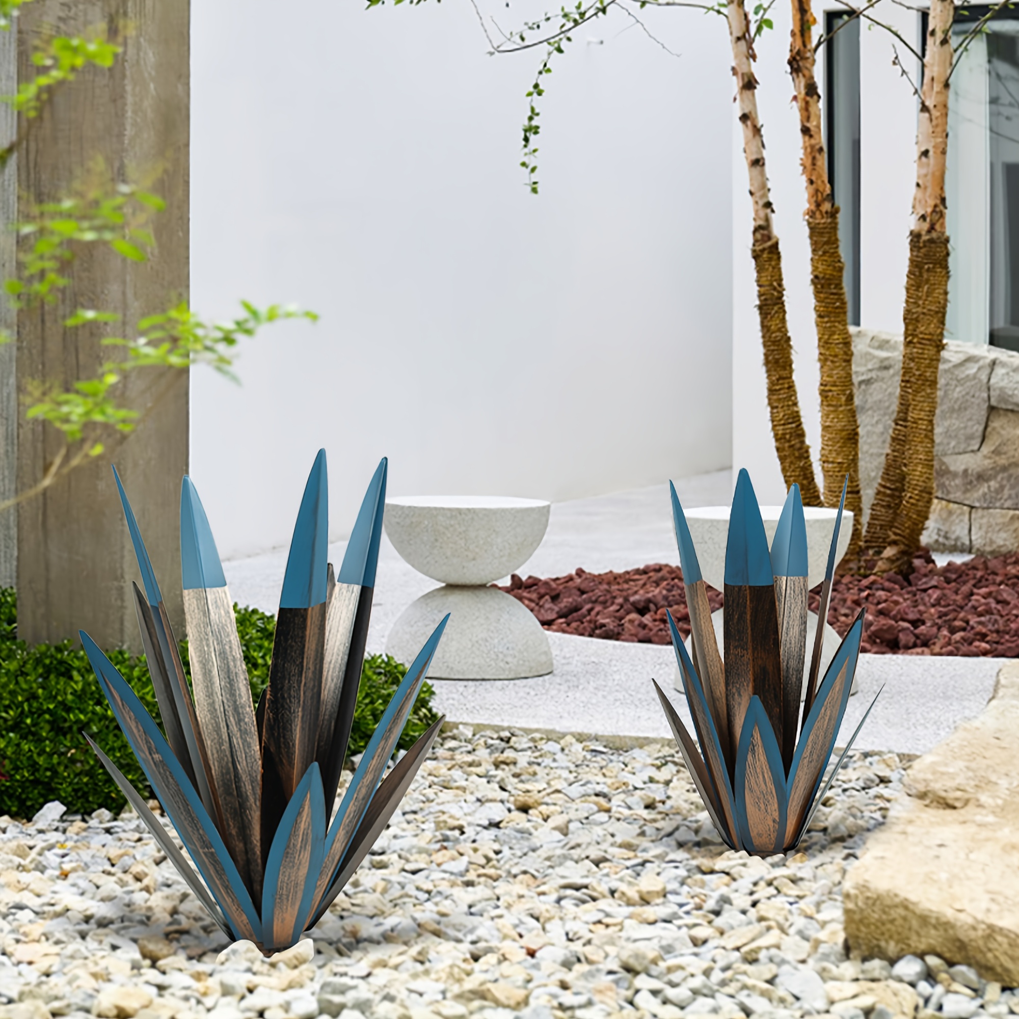 2pcs wrought iron agave plant ornament garden lawn - Temu Mexico