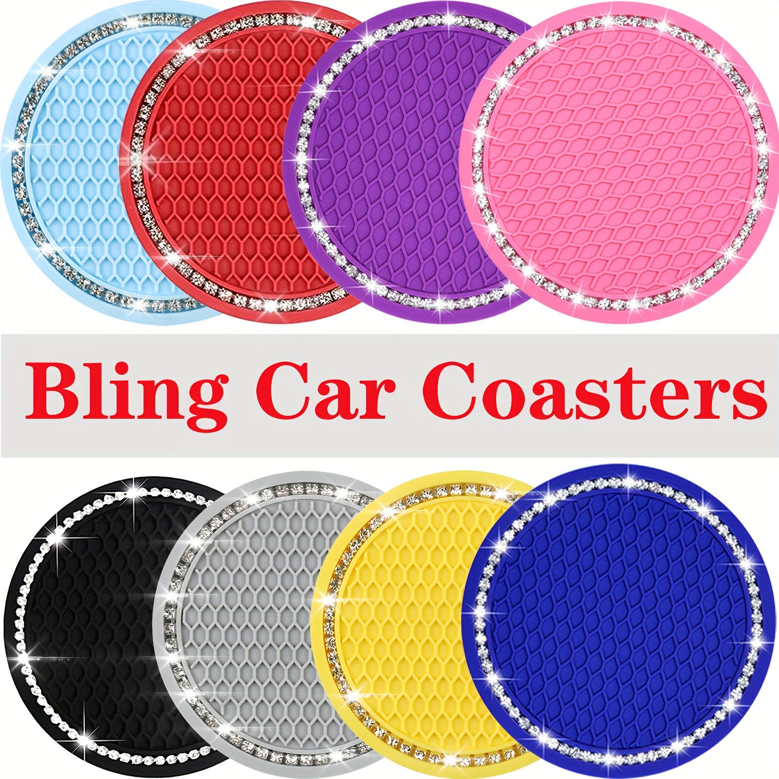 2pcs Bling Car Coasters for Cup Holder,Universal Vehicle Cup