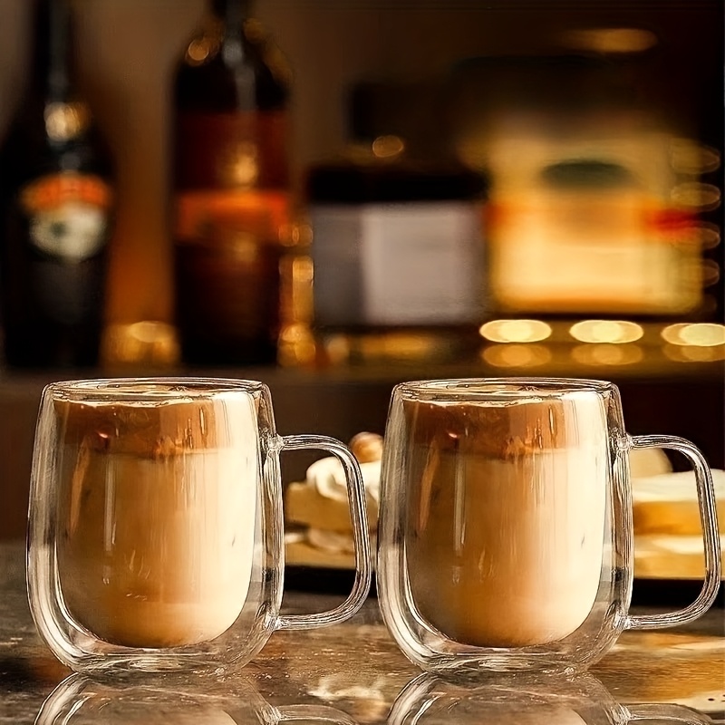 TEMU 2pcs, Handled Mugs, Transparent Glass Cups, Large Capacity Coffee Mugs