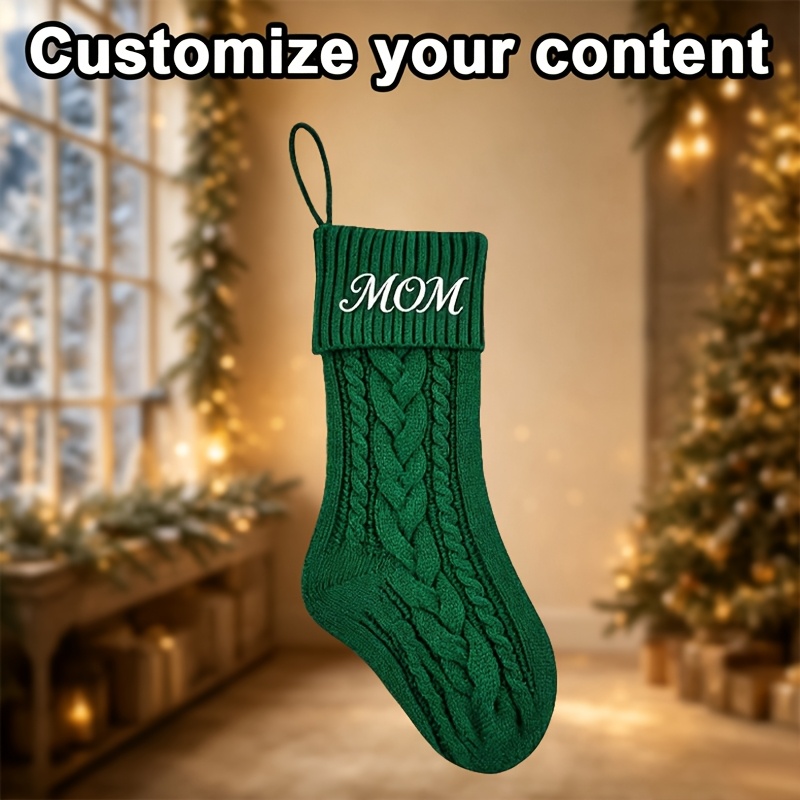 TEMU Personalized Embroidered Knitted Christmas Stockings, Customizable Stockings With Names And Letter Combinations, Family Holiday Ornaments,