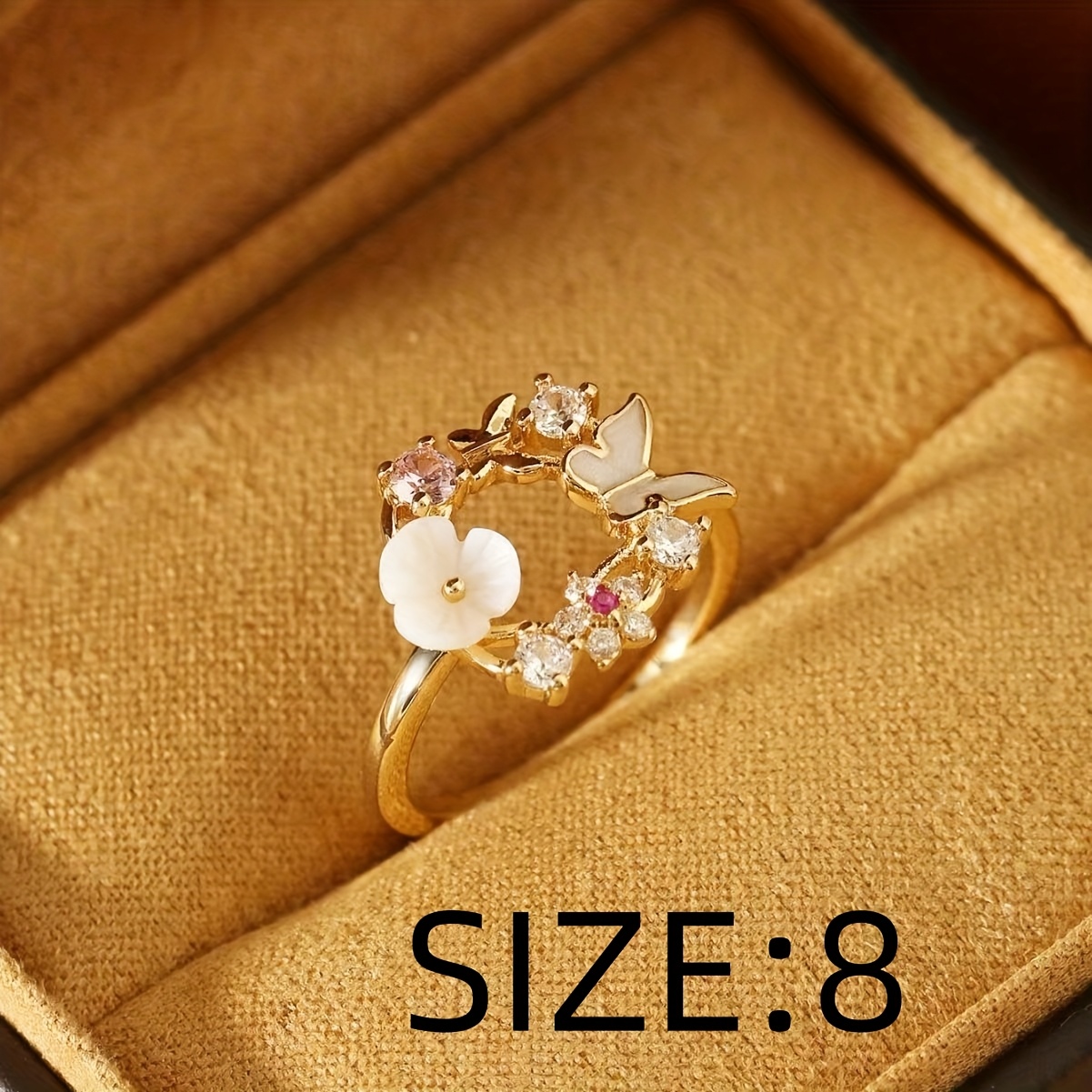 Exquisite Flower Unisex Ring with Synthetic Zircon
